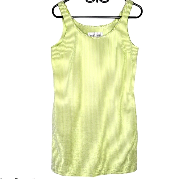 Sara Campbell green pinstripe mini dress size 10 - Picture 1 of 9